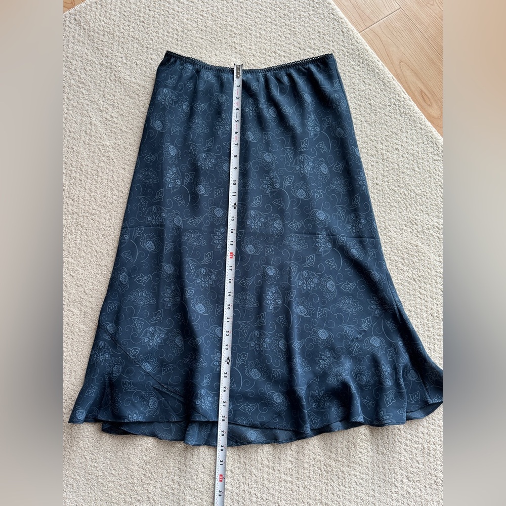 Vintage Y2K Navy Blue Paisley Floral Ruffled Hem Skirt Size M Whimsical - Picture 5 of 12